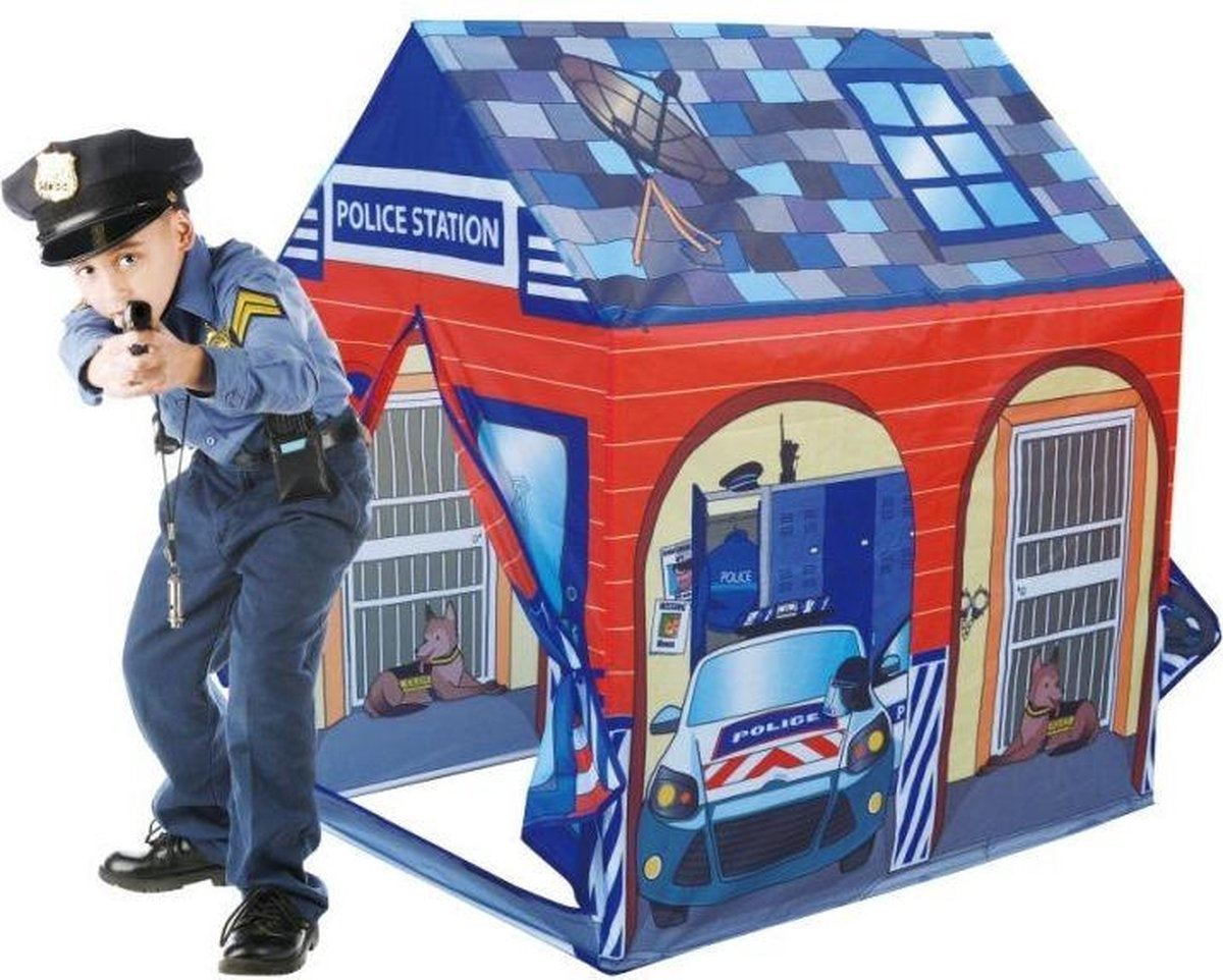 Kinder speeltent - politie thema - blauw & rood - 95x72x102 cm