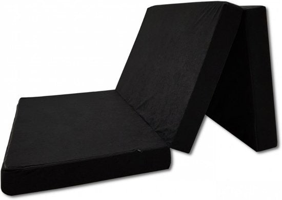 Logeermatras - opvouwbaar, wasbare hoes, 200x120x10 cm - zwart