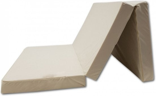 Logeermatras - Opvouwbaar, Comfortabel, Wasbare Hoes - Creme 200x120x10 cm