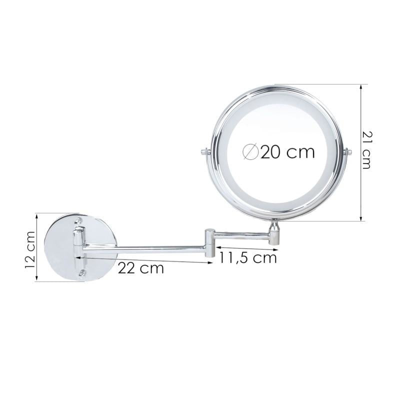 MAKE-UP SPIEGEL - LED-verlichting-360° rotatie-dubbelzijdig - chroom