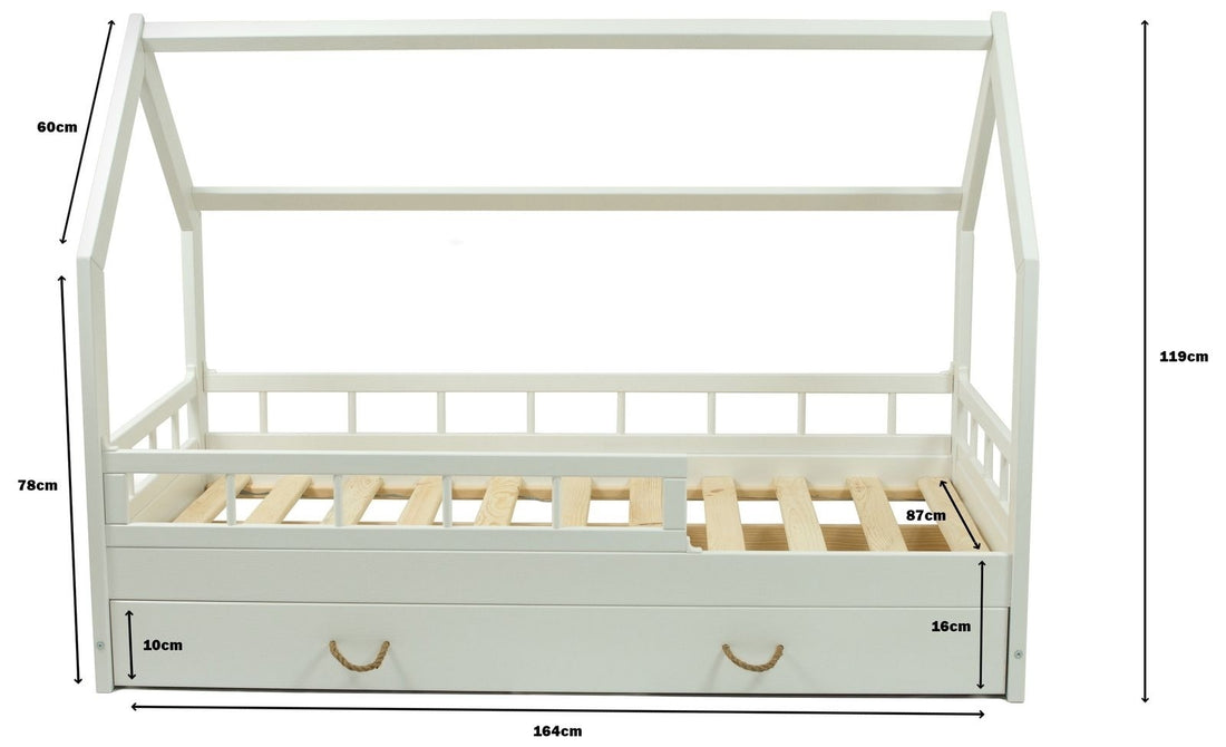 KINDERBED - Houten Huisvorm Met Lade - 80x160 cm