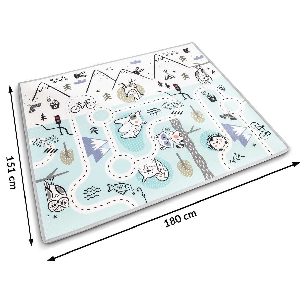 SPEELMAT - waterdicht en antislip - grijs/wit/multicolor - 180x150 cm