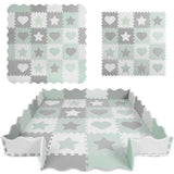 Speelmat - Extra Dikke EVA Foam - 151x151 cm - Wit/Grijs/Mint