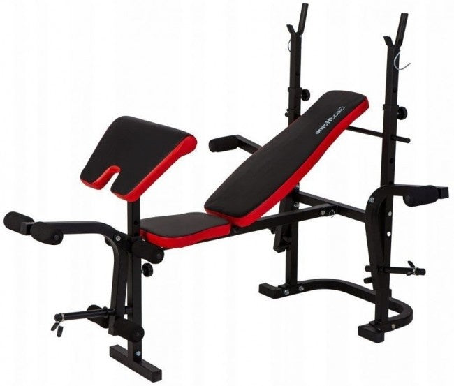 HALTERBANK - Multifunctioneel, Verstelbaar, Max 120kg - Zwart/Rood