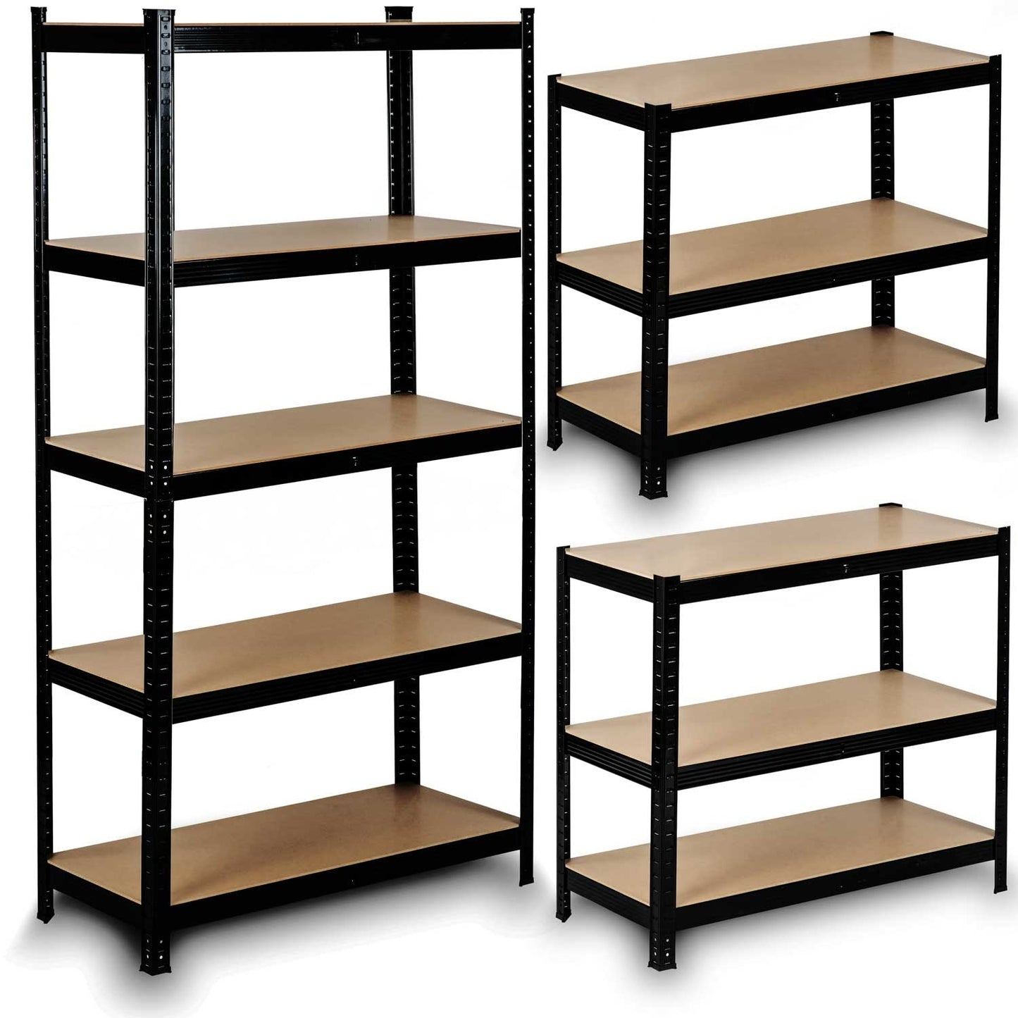 Stellingkast - 5 MDF-planken - 150x75x30 cm - zwart