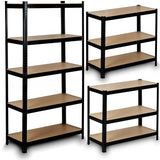 Stellingkast - 5 MDF-planken - 150x75x30 cm - zwart