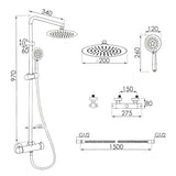 Doucheset - Thermostaatkraan met Regendouche 20cm en Handdouche - Zwart