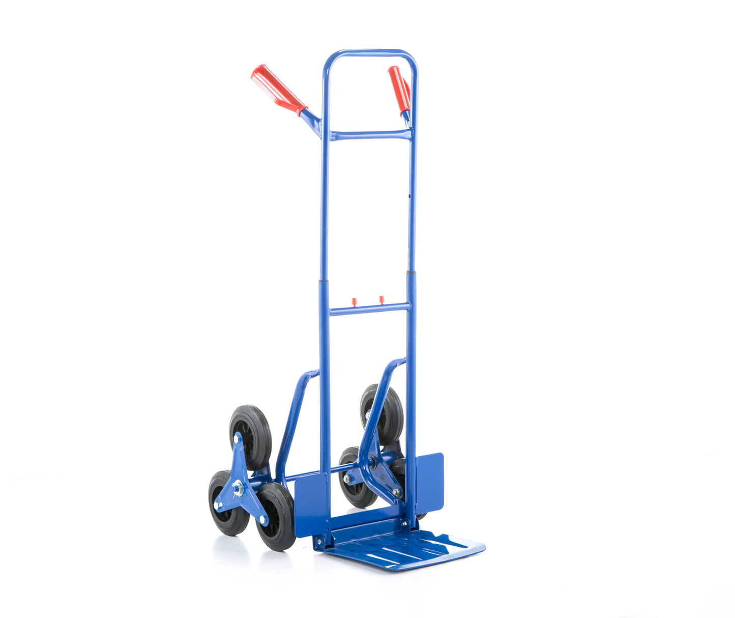 Steekwagen - opvouwbaar met handbescherming en rubberen wielen - blauw/rood
