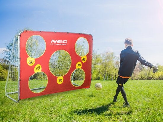 VOETBALDOEL - lichtgewicht staal met richtmat - 215x153x76 cm wit