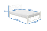 Metalen bedframe - inclusief lattenbodem - wit - 120x200cm