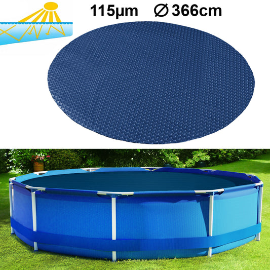 Zwembadafdekking - solar verwarmend 115 µm - zwart/blauw - 366 cm