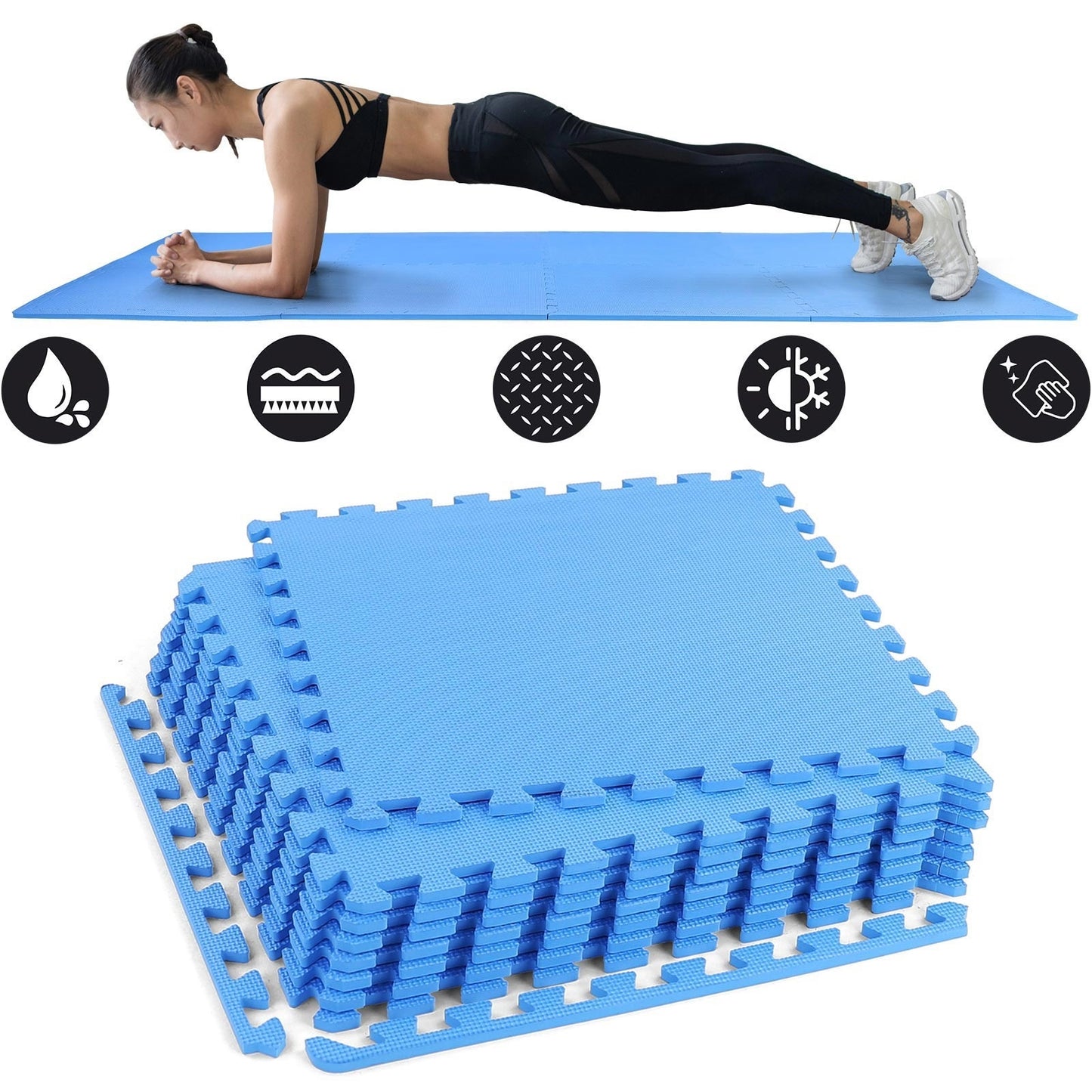 Sportvloer - EVA-schuim 10 mm - Blauw 50x50 cm