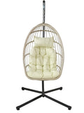 Hangstoel - Inklapbaar, PE Rattan, 160kg - Crème/Zwart/Beige