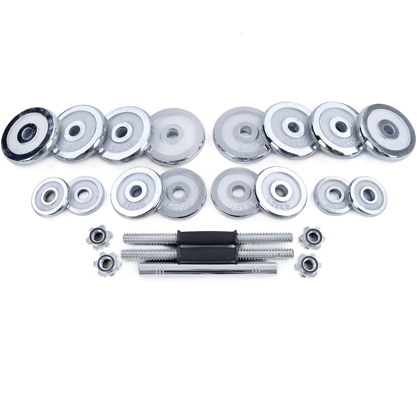 Dumbellset - 30 kg Chroom Gietijzer - Chroom
