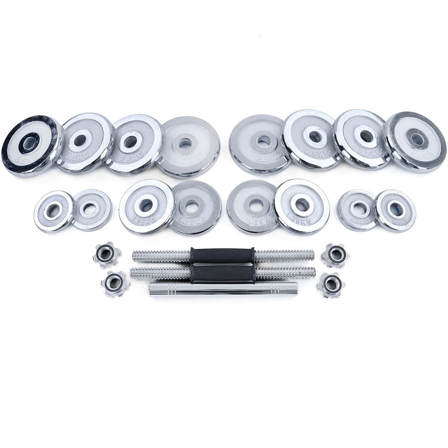 Dumbellset - 30 kg Chroom Gietijzer - Chroom