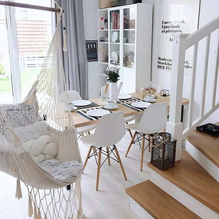 HANGMATZITTING - Houten Stok 110 cm - Naturel 110x116 cm