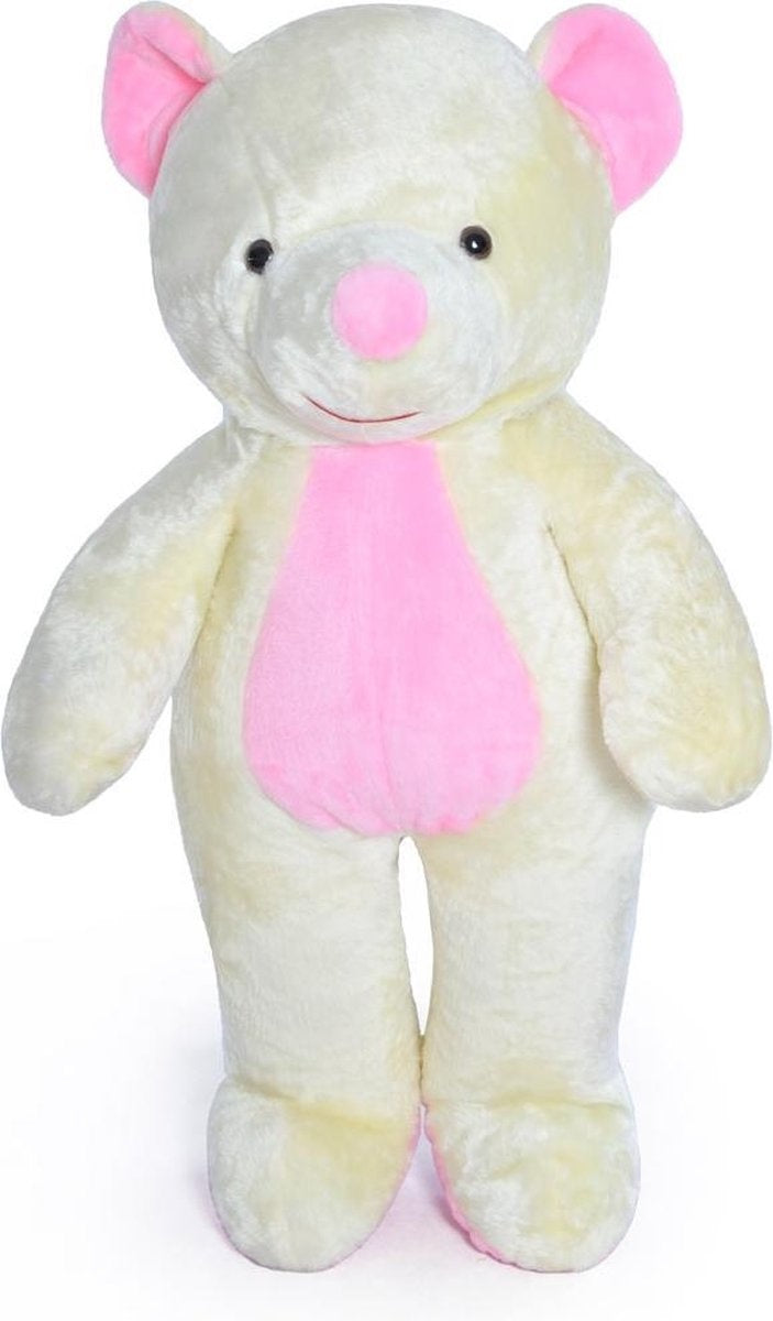 Knuffelbeer - 155cm Realistische Look - Wit/Roze
