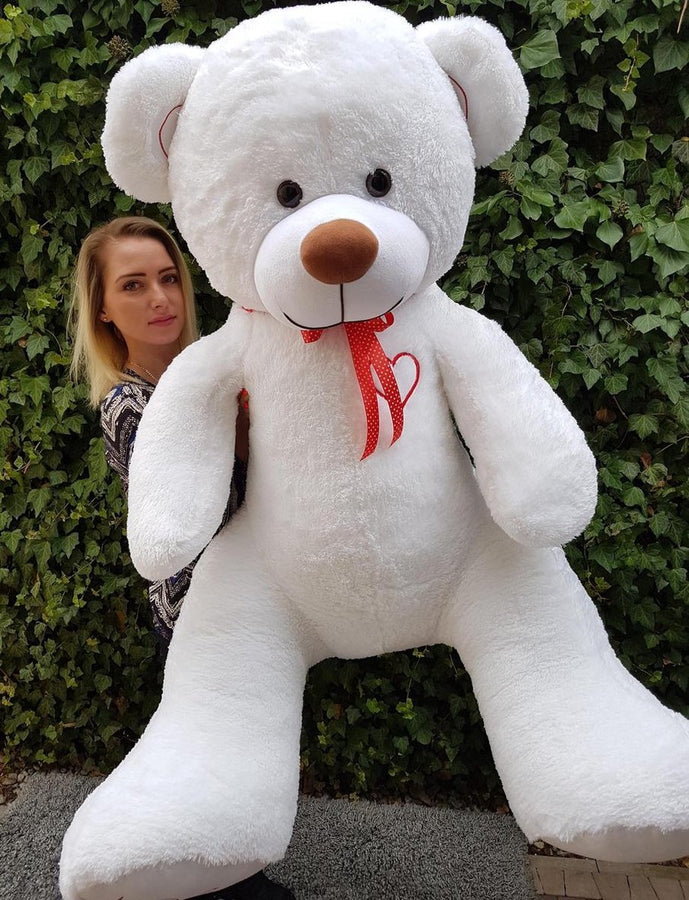 KNUFFELBEER - 160cm - geborduurd hart - wit