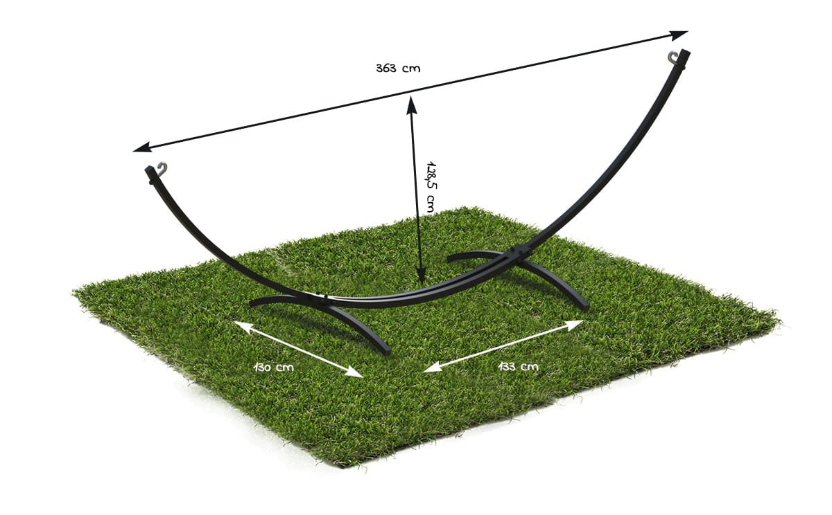 HANGMAT FRAME - gepoedercoat staal, 220 kg belasting - zwart, 220x150 cm