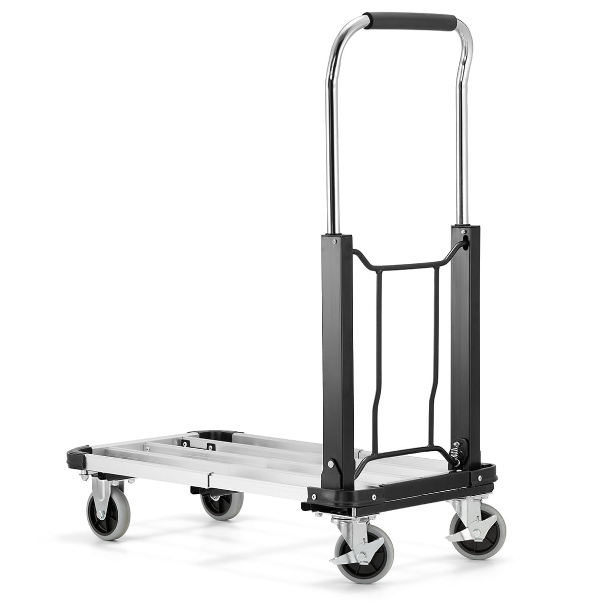 TRANSPORTWAGEN - lichtgewicht aluminium, telescopisch, 150 kg - zilver/zwart