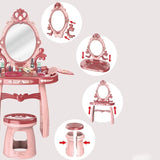 Kaptafel - Met Spiegel en Verlichting - Roze - 44x24,5x76 cm