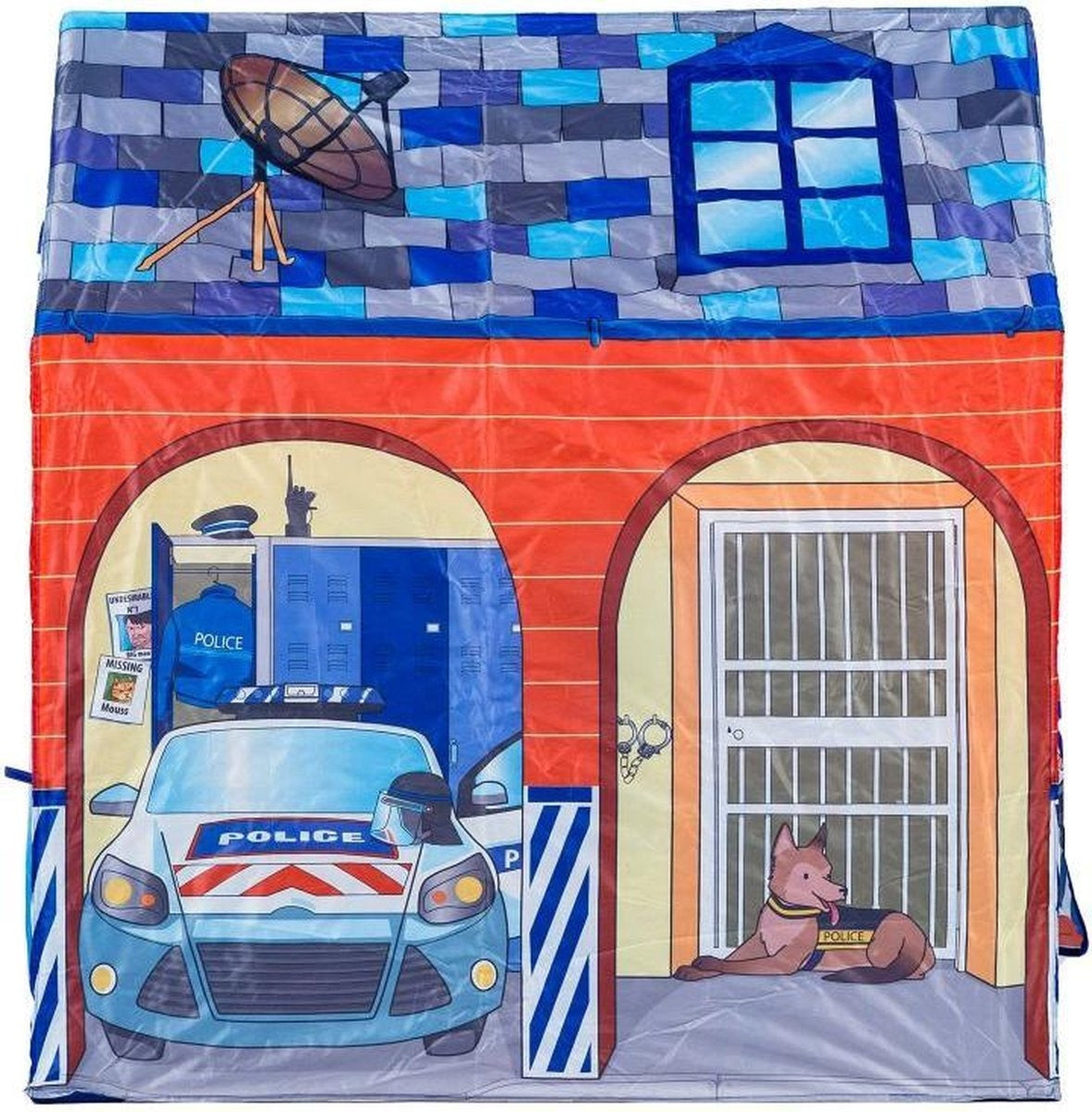 Kinder speeltent - politie thema - blauw & rood - 95x72x102 cm