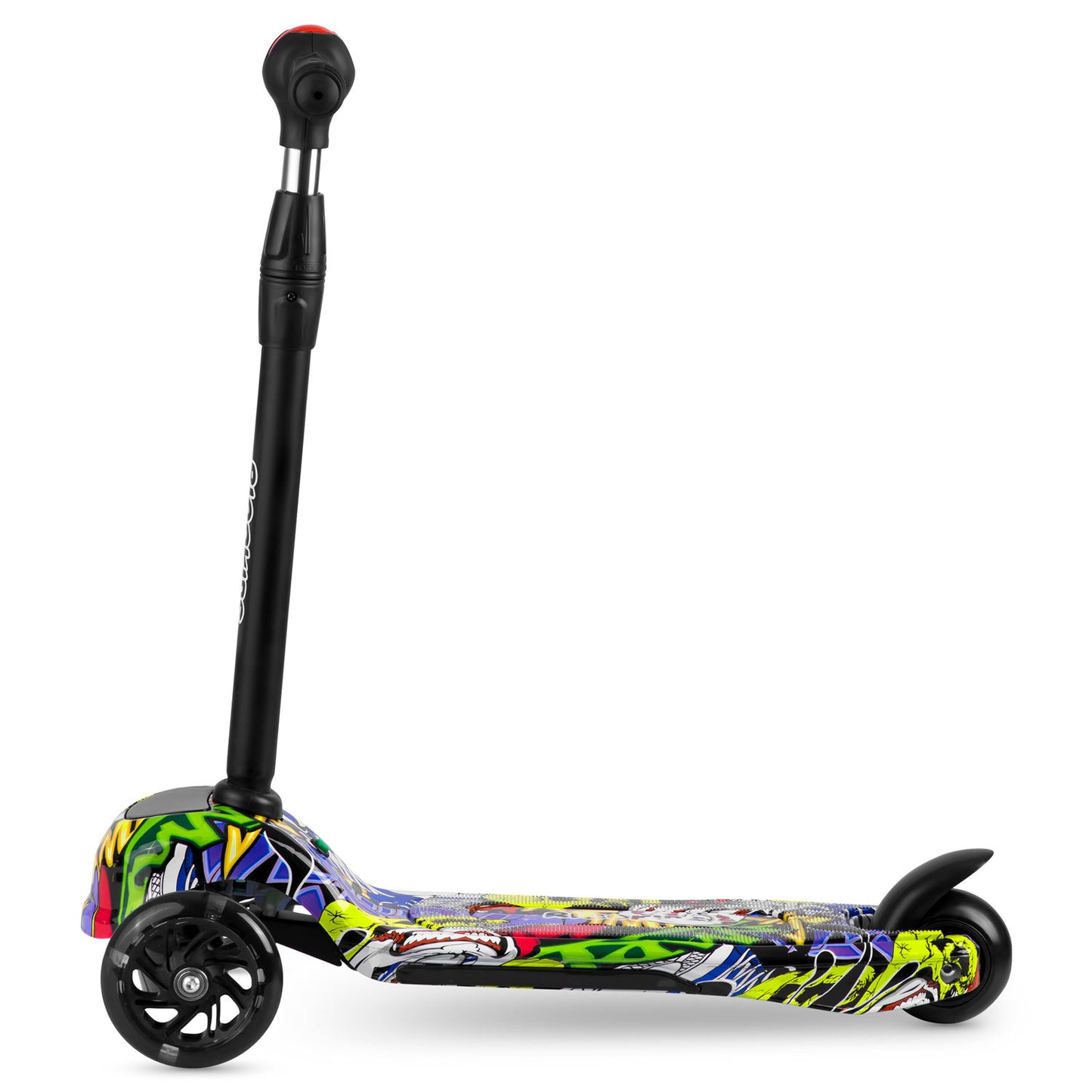 Kinderstep - 3 wielen met LED-verlichting - Zwart met multicolor graffiti