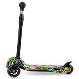 Kinderstep - 3 wielen met LED-verlichting - Zwart met multicolor graffiti