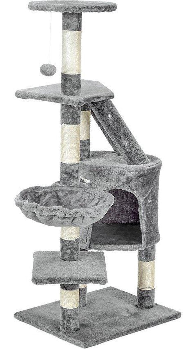 Krabpaal - 6 slaapplateaus met sisal-koord - Grijs 117,5 cm