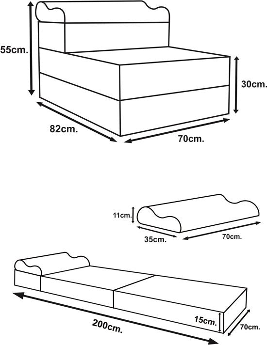 Logeermatras - Opvouwbaar, Comfortabel, Duurzaam Foam - Grijs 200x70 cm