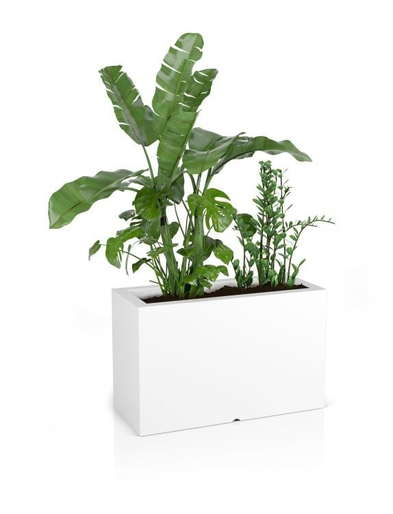 PLANTENBAK - Verlicht, Weerbestendig, Polyethyleen - Wit 80x35x50 cm