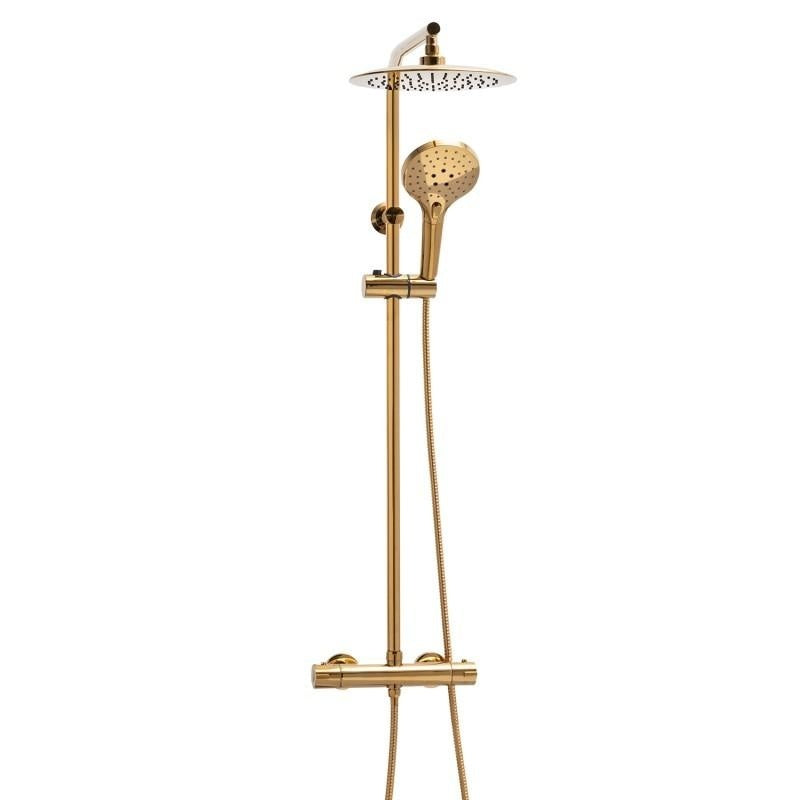REGENDOUCHESET - Thermostaatkraan - 25 cm Regendouche - Goud