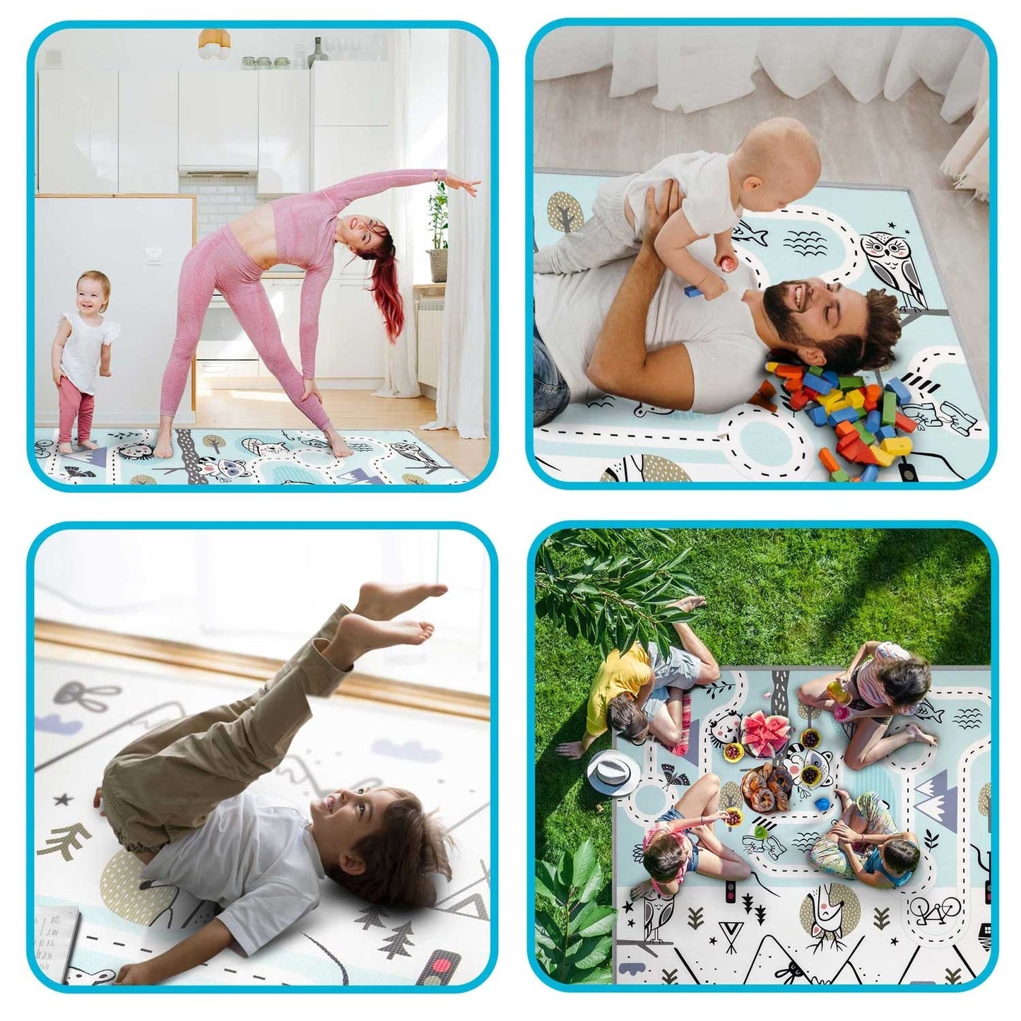 SPEELMAT - waterdicht en antislip - grijs/wit/multicolor - 180x150 cm