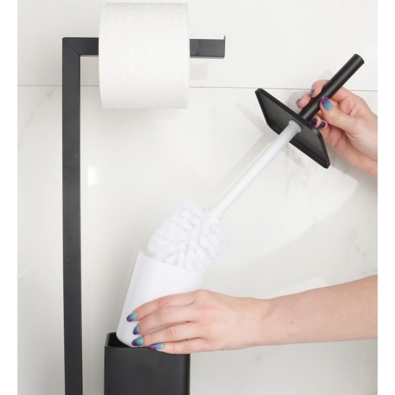 TOILETBORSTELSET - Vrijstaand met Toiletrolhouder - Zwart