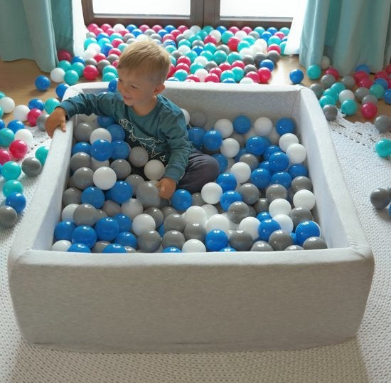 Ballenbak - 150 Ballen - Wit/Grijs/Turquoise - 90x90x30 cm
