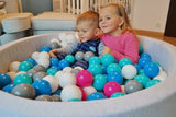 BALLENBAK - 300 Ballen - Wasbare Hoes - Wit/Grijs/Turquoise - 90cm