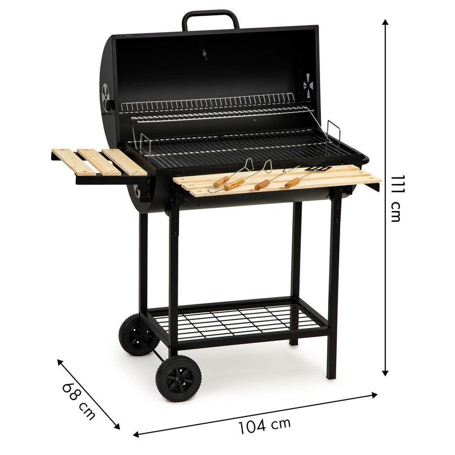 BARBECUE - Houtskool - Thermostaat - Zwart - 86,5x41x82 cm