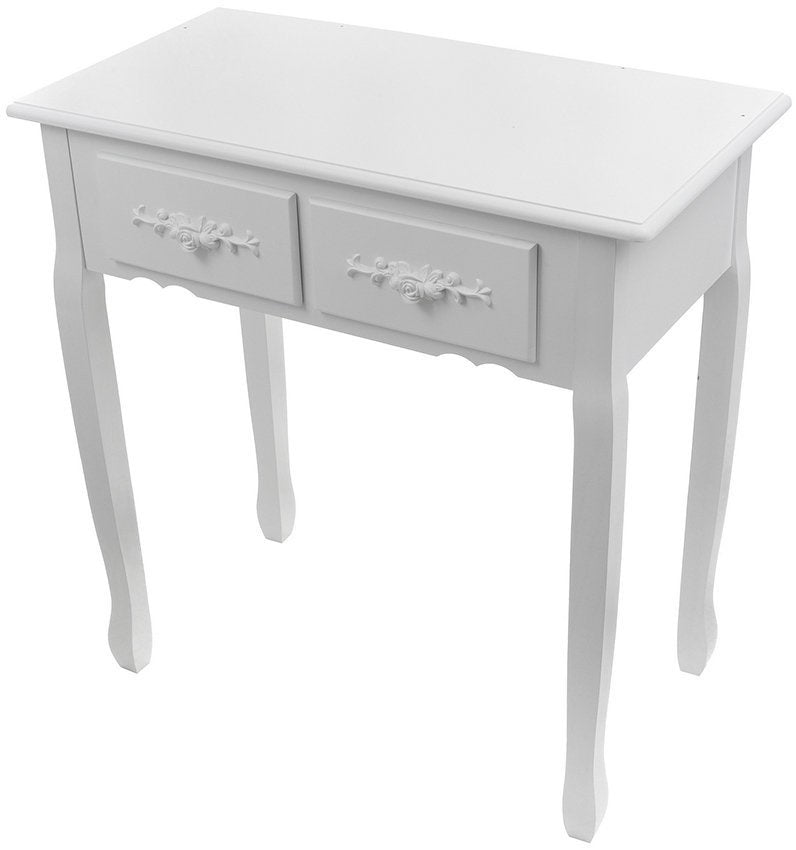 KAPTAFEL - kantelbare spiegel - 3 lades - met kruk - wit