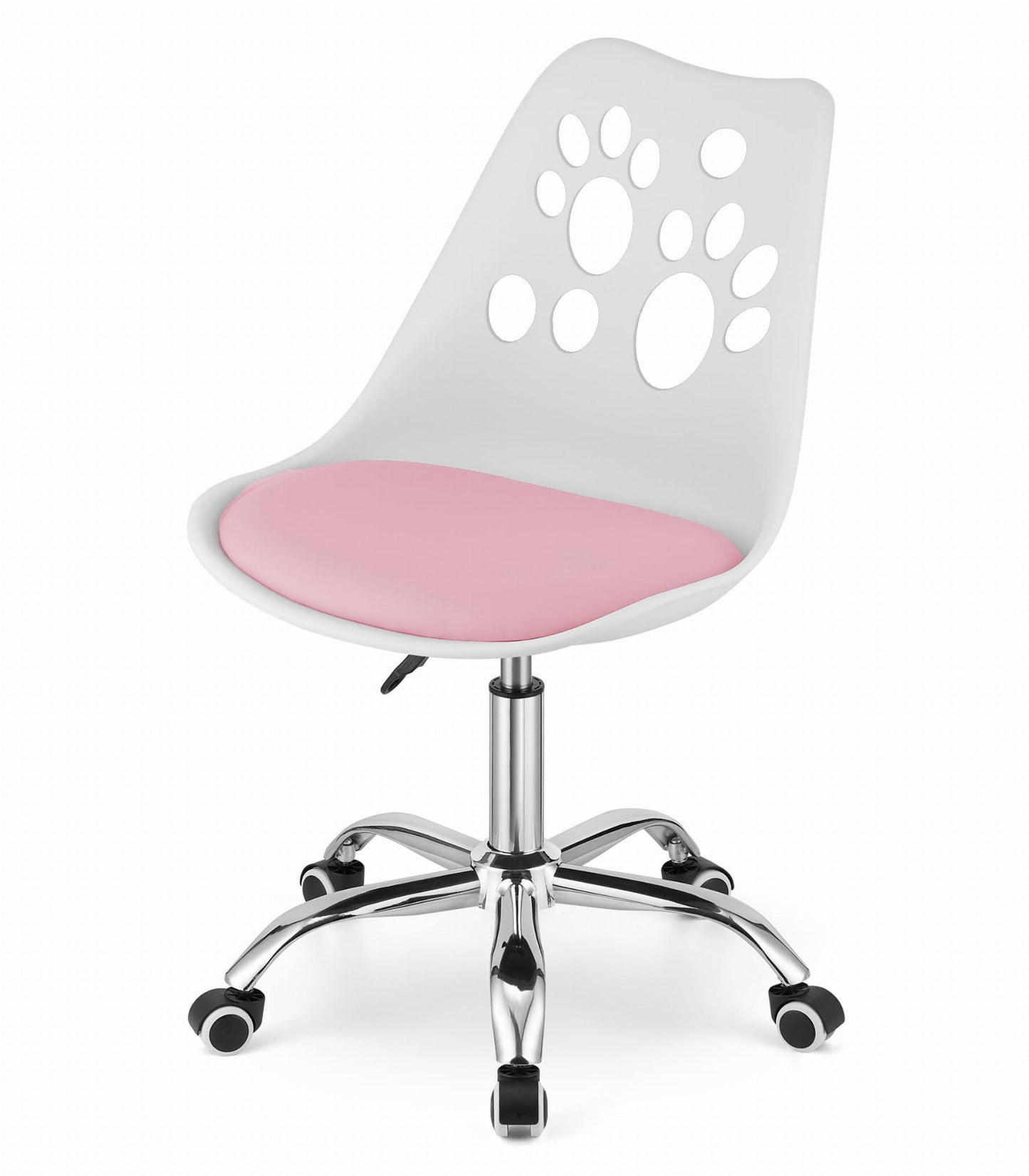 Kinderbureaustoel - Ergonomisch Design, Eco-lederen Kussen - Wit/Roze