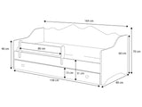 kinderbed - bedbank met opberglades en veiligheidsbarrière - wit/grijs - 160x80 cm