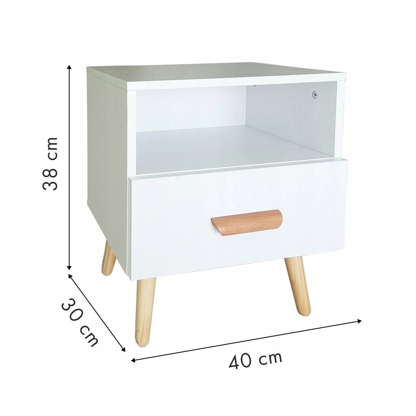Nachtkastje - MDF Grenen - 1 Lade - Wit