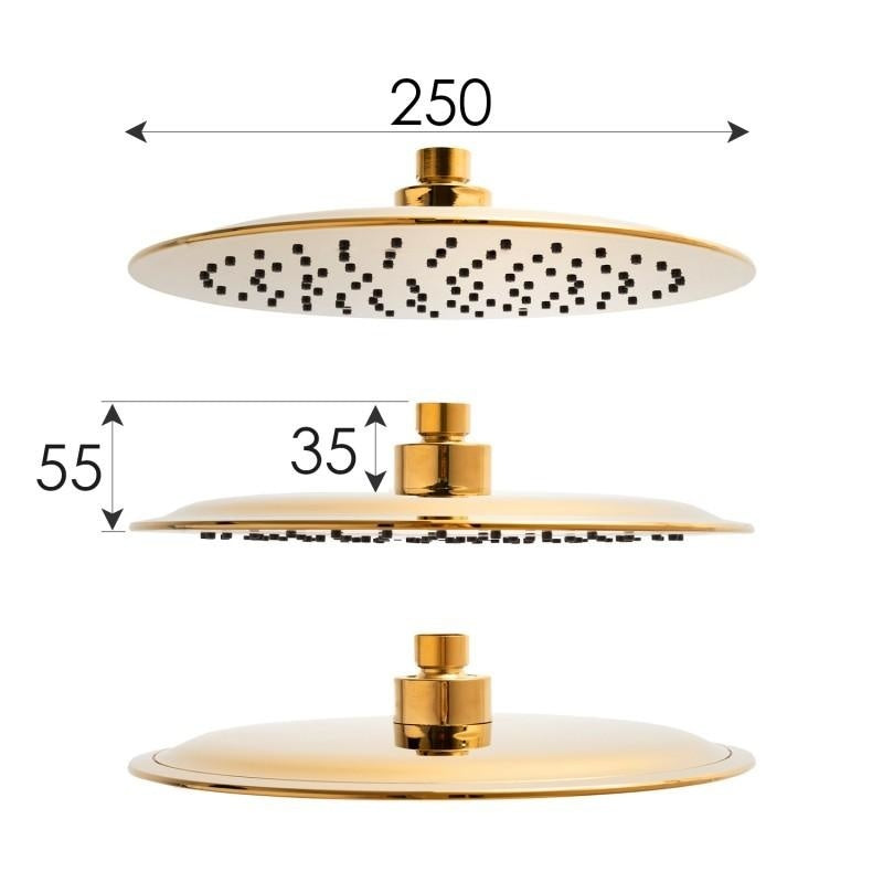 REGENDOUCHESET - Thermostaatkraan - 25 cm Regendouche - Goud