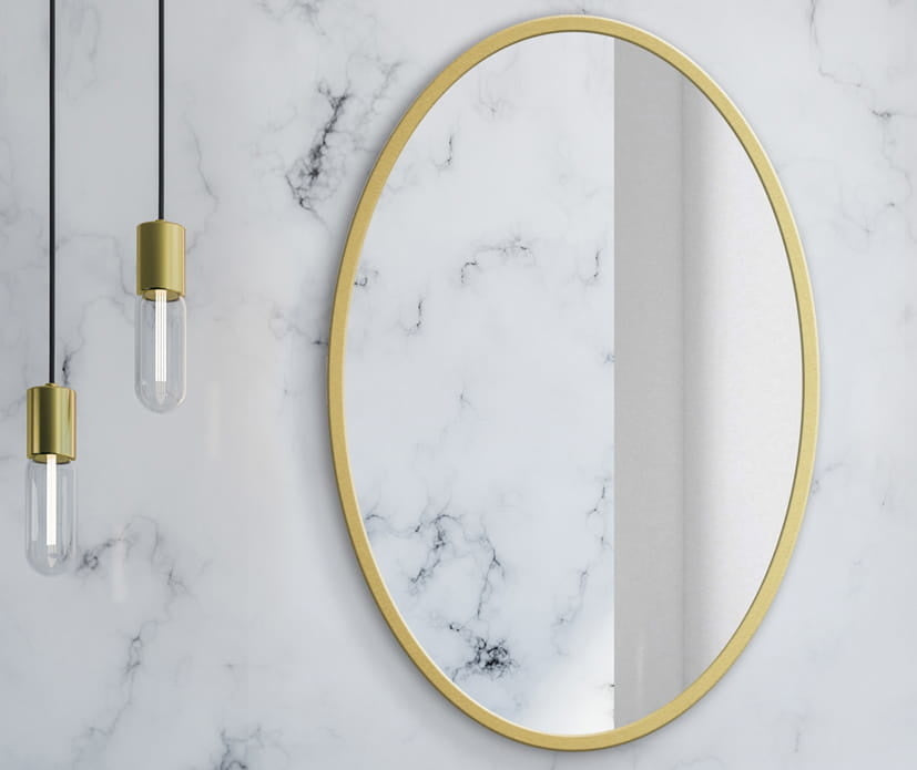 RONDE SPIEGEL - Gepoedercoat Metaal - Goud - 70 cm