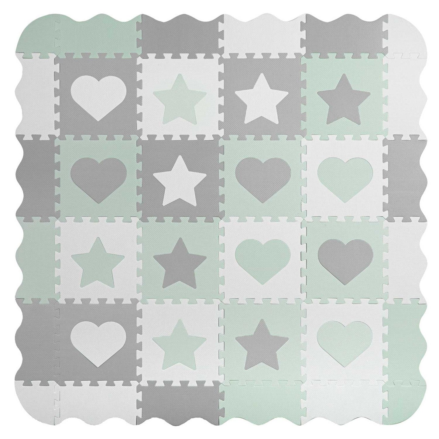 Speelmat - Extra Dikke EVA Foam - 151x151 cm - Wit/Grijs/Mint