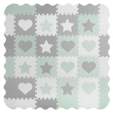 Speelmat - Extra Dikke EVA Foam - 151x151 cm - Wit/Grijs/Mint