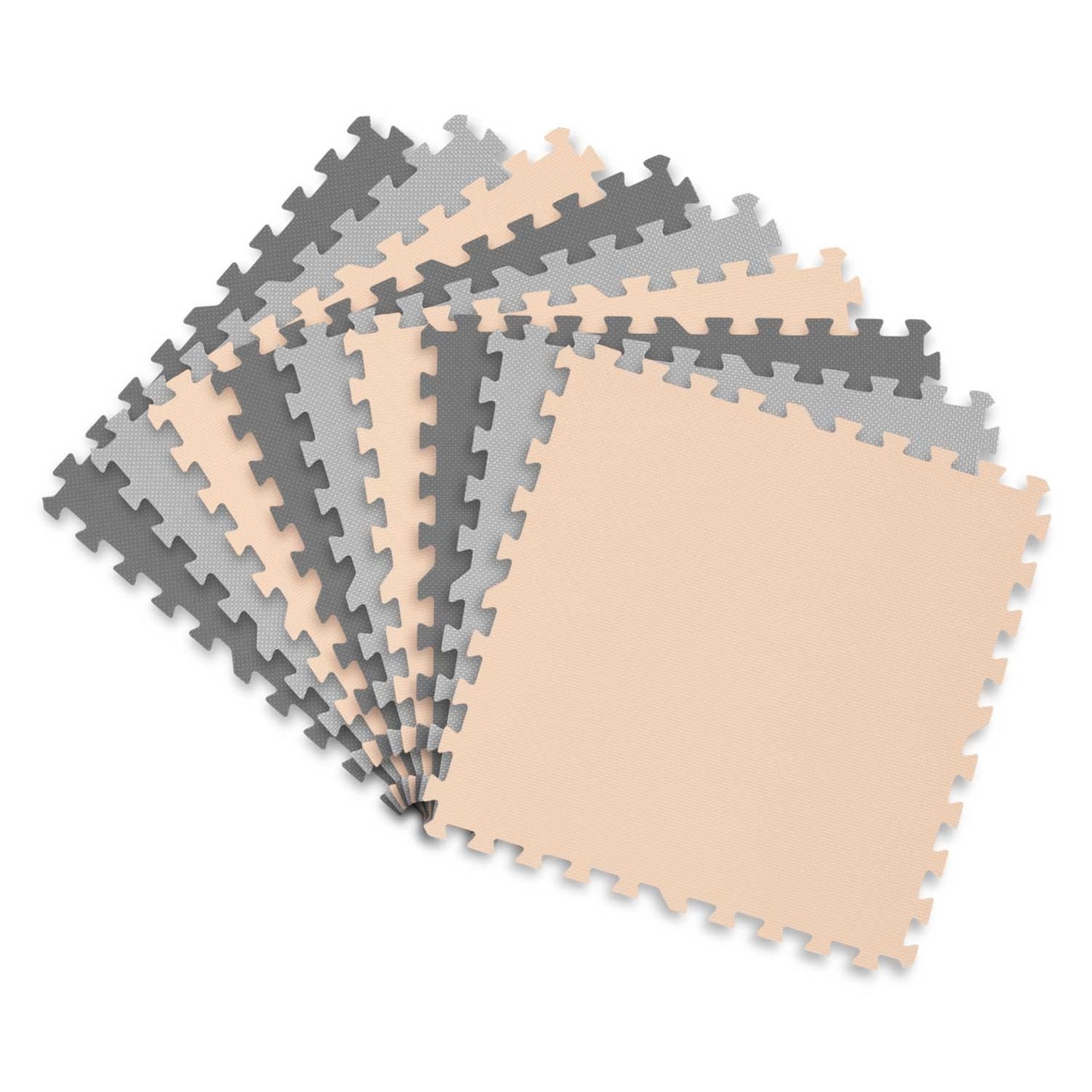 SPEELMAT - Foam Puzzelmat Antislip - Grijs-Perzik 180x180cm