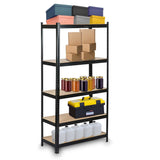 Stellingkast - 5 MDF-planken - 150x75x30 cm - zwart