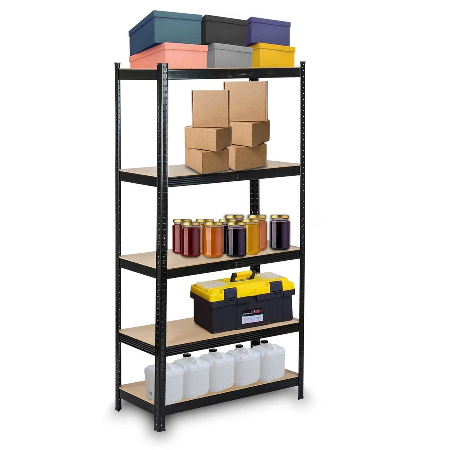 Stellingkast - 5 MDF-planken - 150x75x30 cm - zwart