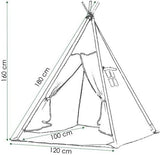TIPI TENT - 100% Katoen - Inclusief Kussenhoezen - Beige/Grijs - H160xB120xD100 cm