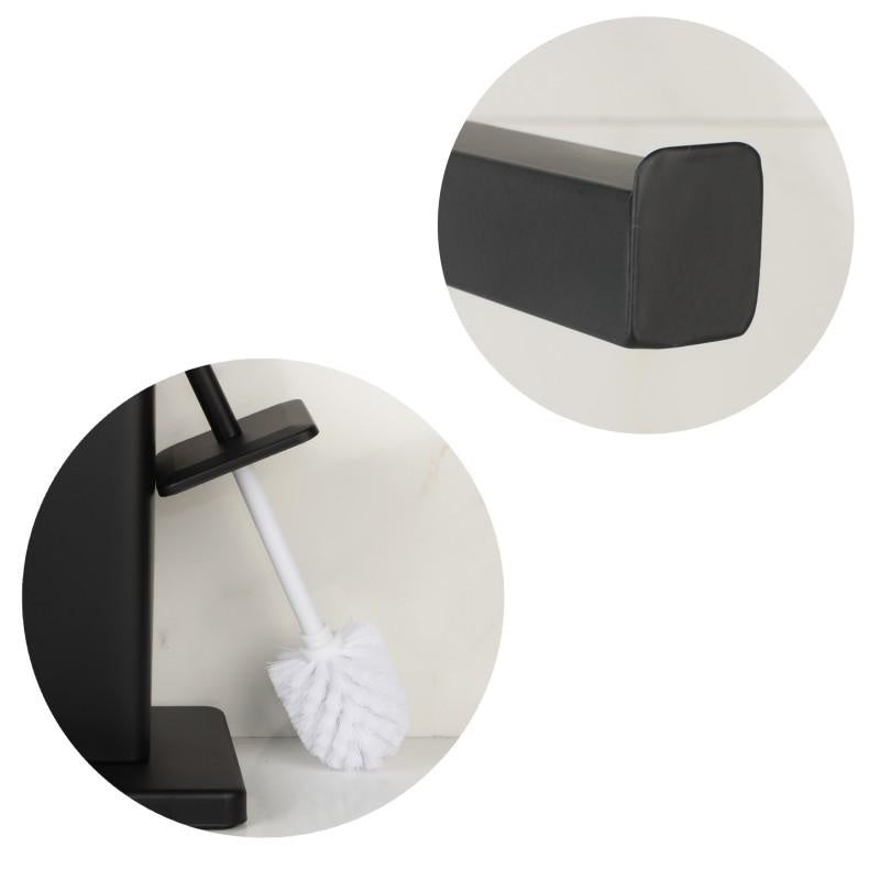 TOILETBORSTELSET - Vrijstaand met Toiletrolhouder - Zwart